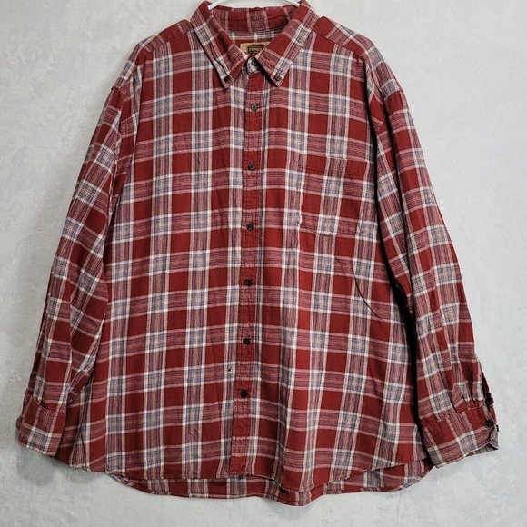 The Foundry Flannel Shirt Men 3XL Red Gray Plaid Button Up Long Sleeve *Read* - Picture 1 of 14